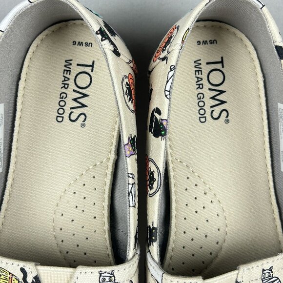 Toms Belmont Halloween Cats Slip On Casual Shoes Womens 6 Natural Halloween - Picture 9 of 11